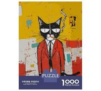 Rompecabezas De 1000 Piezas para Adultos Rompecabezas Cool Cat in Red Suit Rompecabezas Juegos Relajantes Ensamblaje De Patrones Diversión En Casa Actividades, 70x50cm/1000pcs