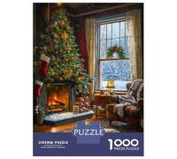 Rompecabezas De 1000 Piezas para Adultos Rompecabezas Cozy Christmas Fireplace Painting Rompecabezas para Adultos Juegos Divertidos Desafío Difícil Cumpleaños 70x50cm/1000pcs