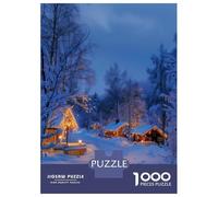 Rompecabezas De 1000 Piezas para Adultos Rompecabezas Cozy Winter Cabin Village Rompecabezas Juegos Relajantes Ensamblaje De Patrones Diversión En Casa Actividades, 52x38cm/1000pcs