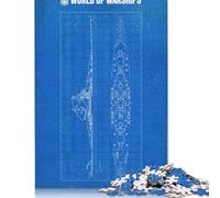 Rompecabezas de 1000 Piezas para Adultos, Rompecabezas Cuadrado de Acorazado Clase Alsacia, Rompecabezas de Madera para Adultos, decoración artística para el hogar, 1000 Piezas (75x50cm)