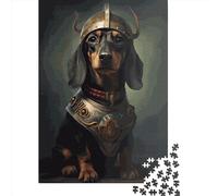 Rompecabezas de 1000 Piezas para Adultos: Rompecabezas Cuadrado Vikingo con Perro Salchicha. Ideal para Decorar el hogar o como Regalo navideño. Medidas: 38 x 26 cm / 1000 Piezas.