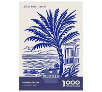 Rompecabezas De 1000 Piezas para Adultos Rompecabezas Cuban Beach Scene with Palm Tree Rompecabezas Juegos Relajantes Alivia El Estrés Actividades Divertidas En Casa 52x38cm/1000pcs