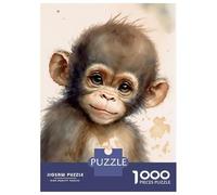 Rompecabezas De 1000 Piezas para Adultos Rompecabezas Cute Baby Monkey Painting Rompecabezas para Adultos Juego De Ingenio Decoración del Hogar Juego Desafiante Regalos 38x26cm/1000pcs