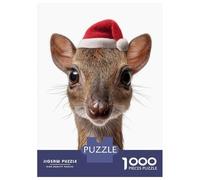 Rompecabezas De 1000 Piezas para Adultos Rompecabezas Cute Chevrotain with Santa Hat Rompecabezas Juegos Relajantes Alivia El Estrés Actividades Divertidas En Casa 52x38cm/1000pcs