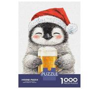 Rompecabezas De 1000 Piezas para Adultos Rompecabezas Cute Penguin with Santa Hat and Beer Rompecabezas Juegos Relajantes Ensamblaje De Patrones Diversión En Casa Actividades, 70x50cm/1000pcs