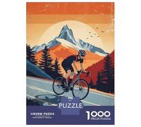 Rompecabezas De 1000 Piezas para Adultos Rompecabezas Cyclist in Mountains Rompecabezas Juegos Relajantes Alivia El Estrés Actividades Divertidas En Casa 38x26cm/1000pcs