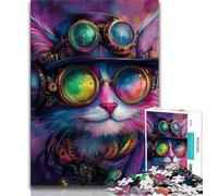 Rompecabezas de 1000 Piezas para Adultos Rompecabezas de 1000 Piezas con diseño de Gato y Casco Toda la Familia Adecuado para 14 38x26cm