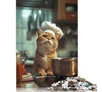 Rompecabezas de 1000 Piezas para Adultos. Rompecabezas de 1000 Piezas con un Lindo Gato Chef. Juego difícil y desafiante. 1000 Piezas (75 x 50 cm).