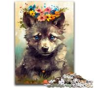 Rompecabezas de 1000 Piezas para Adultos, Rompecabezas de bebé Lobo Colorido, un desafío difícil para aliviar el estrés, Regalo de Amigo Secreto (26x38cm)