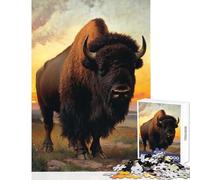 Rompecabezas de 1000 Piezas para Adultos Rompecabezas de Bisonte al Atardecer decoración del hogar Juguetes Regalo de cumpleaños Juego Imposible Cada Pieza es única - Tamaño 38x52cm
