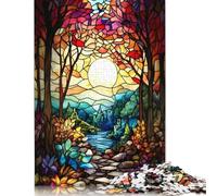 Rompecabezas de 1000 piezas para adultos, rompecabezas de bosque de cristal de colores, rompecabezas de papel para adultos, juguetes para entretenimiento familiar, 1000 piezas (75x50 cm)