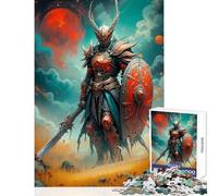 Rompecabezas de 1000 Piezas para Adultos Rompecabezas de Caballero Oscuro con Luna roja Juguete para decoración de Pared Regalo de cumpleaños Juego Familiar colección de Artistas Bellas Artes 38x52cm