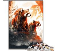 Rompecabezas de 1000 Piezas para Adultos, Rompecabezas de cartón Art Red Panda, tamaño 26x38cm, perfectos para Regalos de cumpleaños, Navidad y Halloween.