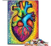 Rompecabezas de 1000 Piezas para Adultos, Rompecabezas de cartón con Forma de corazón de Color, 26x38cm, Juego de ingenio para decoración del hogar, para Adolescentes y para interacción Familiar