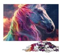 Rompecabezas de 1000 Piezas para Adultos, Rompecabezas de cartón de Caballo arcoíris, Juego de desafío Mental para Adolescentes e interacción Familiar, 26x38cm/10,23x14,96 Pulgadas