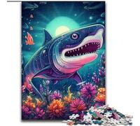 Rompecabezas de 1000 Piezas para Adultos. Rompecabezas de cartón de Tiburón 26x38cm. Un desafío para la Mente, una Actividad Familiar, decoración del hogar y un Regalo navideño.