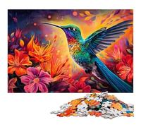 Rompecabezas de 1000 Piezas para Adultos, Rompecabezas de cartón psicodélico de colibrí, Juego de desafío Mental para Adolescentes e interacción Familiar, 26x38cm/10,23x14,96 Pulgadas