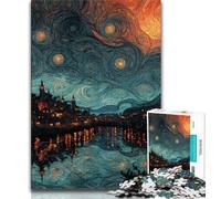 Rompecabezas de 1000 Piezas para Adultos Rompecabezas de Ciudad bajo el Cielo Nocturno para Adolescentes Alivia el estrés Pasa el Tiempo y Mejora el Amor en Pareja 75x50cm