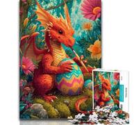 Rompecabezas de 1000 Piezas para Adultos, Rompecabezas de dragón Rojo y Huevo de Pascua para Adolescentes, Juegos Divertidos, Cada Pieza es única, Juego Familiar desafiante, 50x75cm