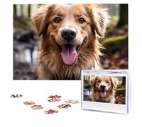 Rompecabezas de 1000 piezas para adultos, rompecabezas de fotos personalizadas, divertidos rompecabezas Golden Retriever con bolsa de almacenamiento, rompecabezas desafiante para decoración del hogar