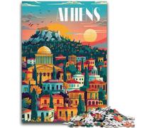 Rompecabezas de 1000 Piezas para Adultos, Rompecabezas de la Puesta del Sol en Atenas, un desafío difícil para aliviar el estrés, Regalo de Amigo Secreto (50x75cm)