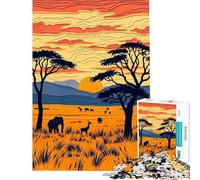 Rompecabezas de 1000 Piezas para Adultos Rompecabezas de Las llanuras del Serengeti Juego Familiar Regalo de cumpleaños cumpleaños y Navidad (tamaño 38x26cm)