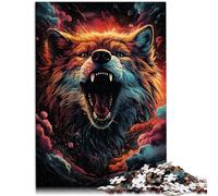 Rompecabezas de 1000 piezas para adultos, rompecabezas de lobo sobre fondo espacial, juego de preguntas de 10.3 x 14.95 pulgadas, una obra de arte para adolescentes de 14 años en adelante