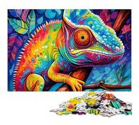 Rompecabezas de 1000 Piezas para Adultos, Rompecabezas de Madera Art Chameleon, Rompecabezas de Alta dificultad para Adolescentes, 50x75cm/19,68x29,52 Pulgadas