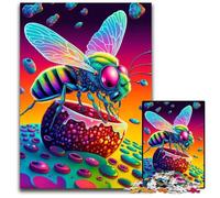 Rompecabezas de 1000 Piezas para Adultos, Rompecabezas de Madera de Abejas de Colores para Amantes de los Viajes y Parejas, Juguete desafiante de 50x75cm/19,68x29,52 Pulgadas