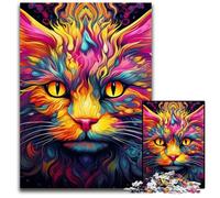 Rompecabezas de 1000 Piezas para Adultos, Rompecabezas de Madera de Gato Amarillo, Rompecabezas de Alta dificultad para Adolescentes, 50x75cm/19,68x29,52 Pulgadas