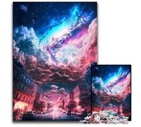 Rompecabezas de 1000 Piezas para Adultos, Rompecabezas de Madera de la Ciudad de los sueños nocturnos y la Galaxia, Rompecabezas de Alta dificultad para Adolescentes, 50x75cm (19,68x29,52 Pulgadas)