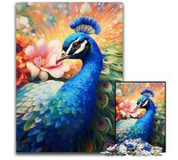 Rompecabezas de 1000 Piezas para Adultos, Rompecabezas de Madera de Pavo Real, Juego Interactivo Familiar, Regalo Artesanal con Ilustraciones Coloridas, 50x75cm/19,68x29,52 Pulgadas