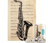 Rompecabezas de 1000 Piezas para Adultos Rompecabezas de partituras de saxofón Juguetes educativos Juegos Divertidos desafío difícil Regalos para Mujeres y Hombres (tamaño 38x26cm)