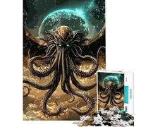 Rompecabezas de 1000 Piezas para Adultos Rompecabezas de Terror cósmico de Cthulhu Juego de ingenio Corte de precisión Regalo de cumpleaños obsequios (tamaño 38x52cm)
