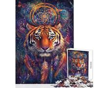 Rompecabezas de 1000 Piezas para Adultos Rompecabezas de Tigre atrapasueños Rompecabezas para Adultos Juego de ingenio Mejora la Memoria Actividades Divertidas en casa (tamaño 50x75cm)