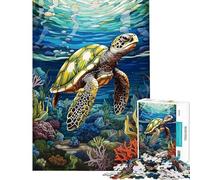 Rompecabezas de 1000 Piezas para Adultos Rompecabezas de Tortuga Marina y Acuario Juego de ingenio análisis y lógica cumpleaños y Navidad (tamaño 50x75cm)