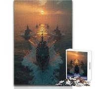 Rompecabezas de 1000 Piezas para Adultos, Rompecabezas de una poderosa Flota de Buques de Guerra, Ideal para Momentos de Tranquilidad y relajación, Corte Uniforme Limpio, Juguete de Ocio, 50x75cm