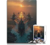 Rompecabezas de 1000 Piezas para Adultos, Rompecabezas de una poderosa Flota de Buques de Guerra, Ideal para Momentos de Tranquilidad y relajación, Corte Uniforme Limpio, Juguete de Ocio, 38x52cm