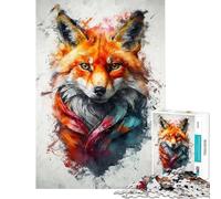 Rompecabezas de 1000 Piezas para Adultos Rompecabezas de Zorro Colorido y Curioso para Adolescentes Juguetes antiestrés Actividades Divertidas para aliviar el estrés en casa (tamaño 38x52cm)