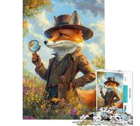 Rompecabezas de 1000 Piezas para Adultos Rompecabezas de Zorro Detective Juego de ingenio Corte de precisión Regalo de cumpleaños obsequios (tamaño 38x52cm)