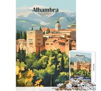 Rompecabezas de 1000 Piezas para Adultos Rompecabezas del Palacio de la Alhambra España Juguetes antiestrés Regalos de Amigo Secreto para Juegos educativos Adecuado para decoración de Escritorio