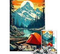 Rompecabezas de 1000 Piezas para Adultos Rompecabezas del Parque Nacional Grand Teton Juego de ingenio análisis y lógica cumpleaños y Navidad (tamaño 38x52cm)