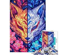 Rompecabezas de 1000 Piezas para Adultos Rompecabezas Doble Kitsune para Adultos Juegos Familiares Vacaciones en casa Matar el Tiempo difícil y desafiante (tamaño 38x26cm)