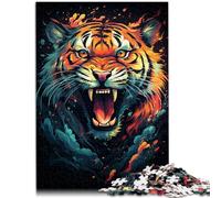Rompecabezas de 1000 piezas para adultos, rompecabezas educativo de tigre de fuego, mejora el amor entre parejas, 14.95 x 20.47 pulgadas