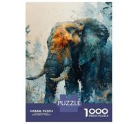 Rompecabezas De 1000 Piezas para Adultos Rompecabezas Elephant in Blue Forest Rompecabezas Juegos Relajantes Ensamblaje De Patrones Diversión En Casa Actividades, 70x50cm/1000pcs