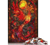 Rompecabezas de 1000 Piezas para Adultos, Rompecabezas estándar, pájaro fénix, vitral, Rompecabezas, decoración Familiar, Juguete Educativo (75 x 50 cm)