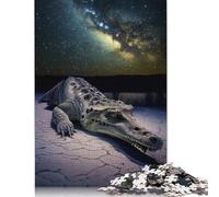 Rompecabezas de 1000 Piezas para Adultos, Rompecabezas estándar, Rompecabezas de cocodrilo bajo Las Estrellas, Juego Educativo para decoración Familiar, 1000 Piezas (75 x 50 cm)