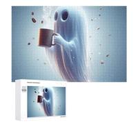 Rompecabezas de 1000 piezas para adultos, rompecabezas fantasma con taza de café, rompecabezas para adultos, decoración de pared, arte de pared desafiante para completar 1000 piezas