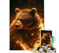 Rompecabezas de 1000 Piezas para Adultos Rompecabezas Flaming Bear Majesty para Adolescentes Mejora la Memoria Desafío Educativo Juego de desafío único 38x26cm