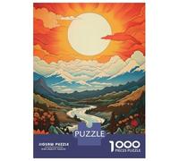Rompecabezas De 1000 Piezas para Adultos Rompecabezas Floral Valley Landscape with River and Sun para Adultos Juego Práctico Análisis Y Lógica Juego Desafiante Regalos 52x38cm/1000pcs